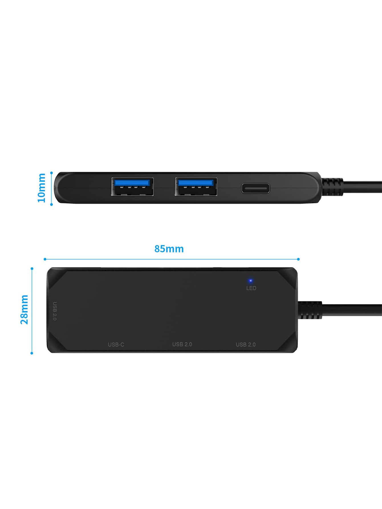 Adaptador Type-C a USB - Negro - Añade 3