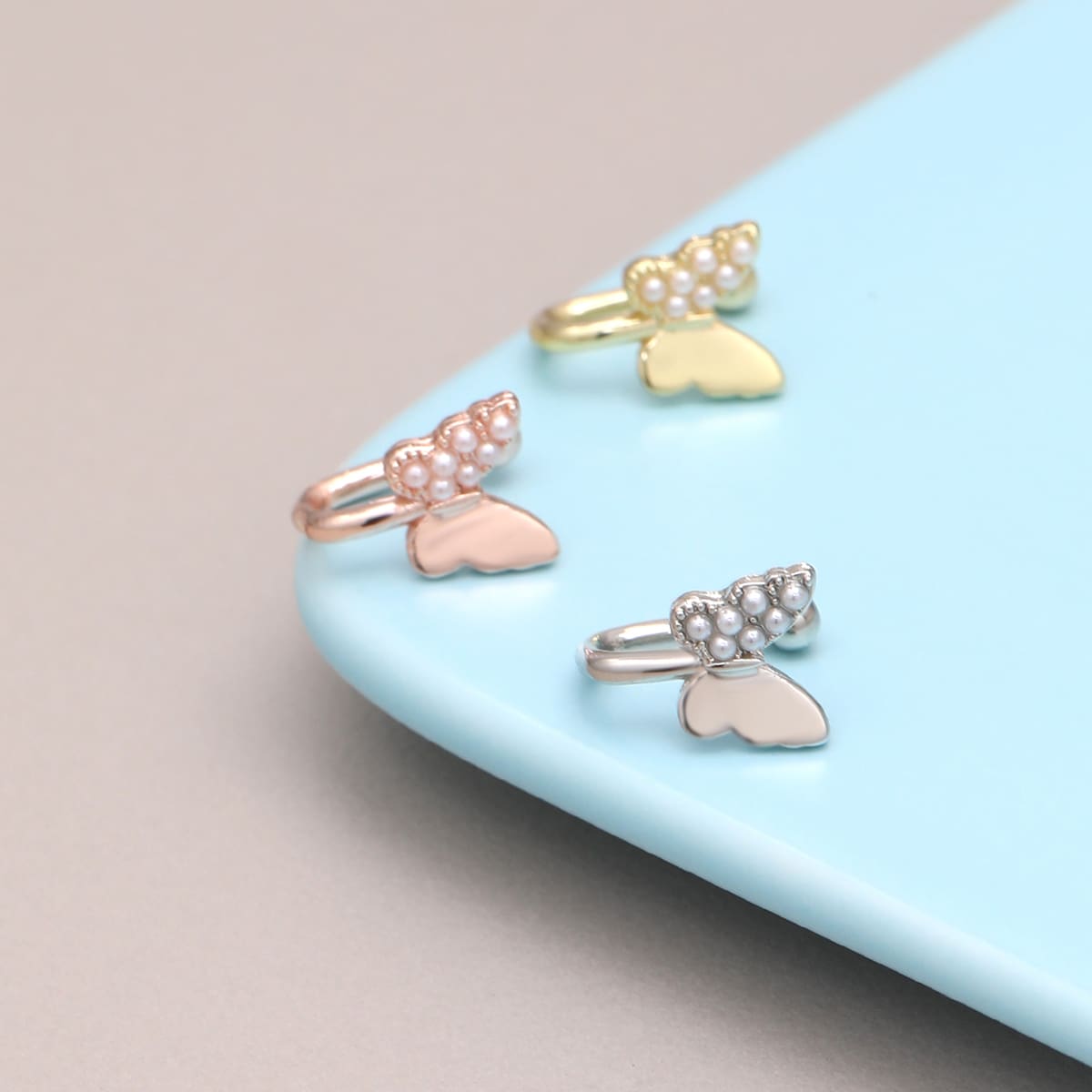 

3pcs Butterfly Decor Nose Ring, Multicolor