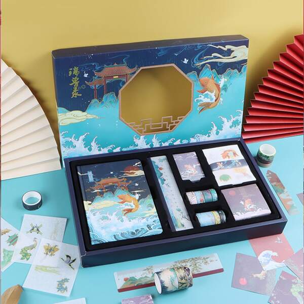 

1box Notebook & Tape & Ruler Set, Blue