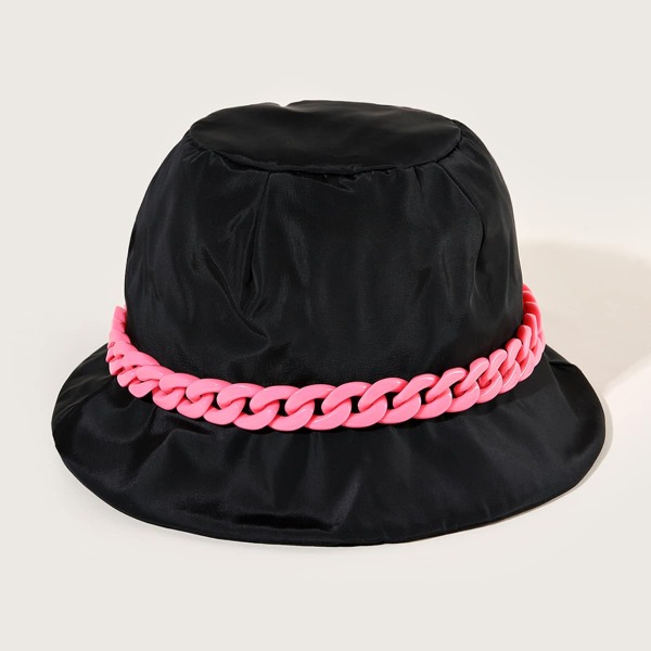 

Chain Decor Bucket Hat, Black