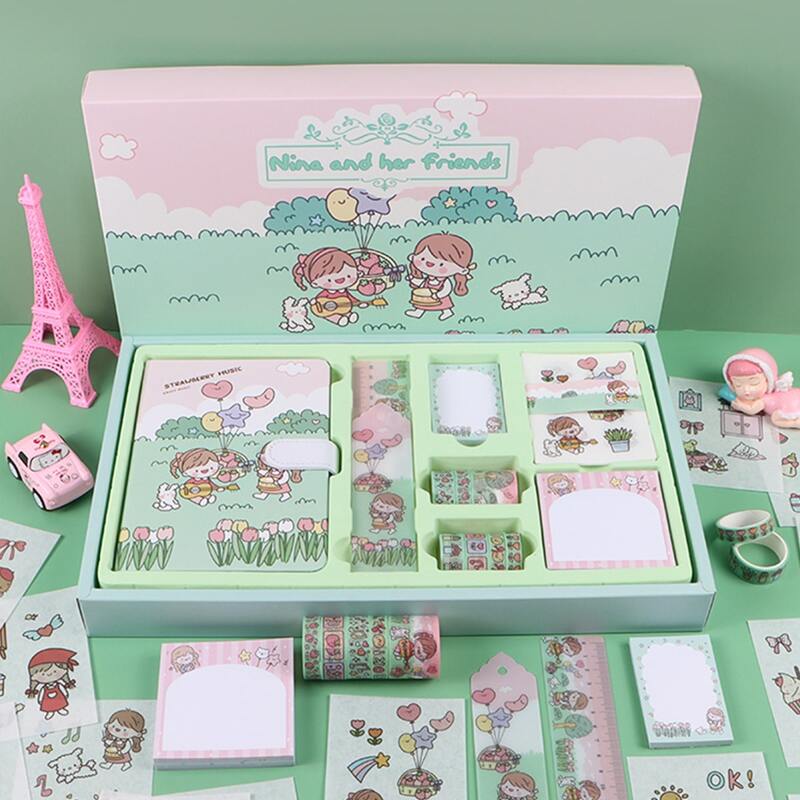 

1box Notebook & Tape & Ruler Set, Green