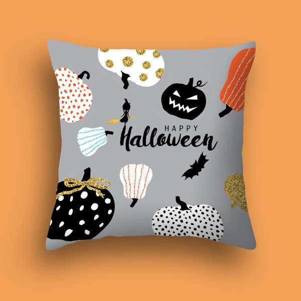 

Halloween Print Cushion Cover Without Filler, Multicolor