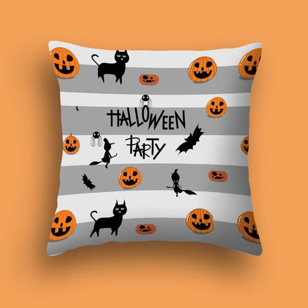 

Halloween Print Cushion Cover Without Filler, Multicolor