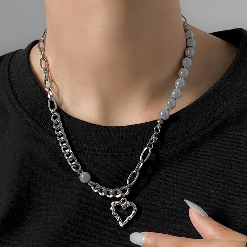 

Heart Pendant Necklace, Silver