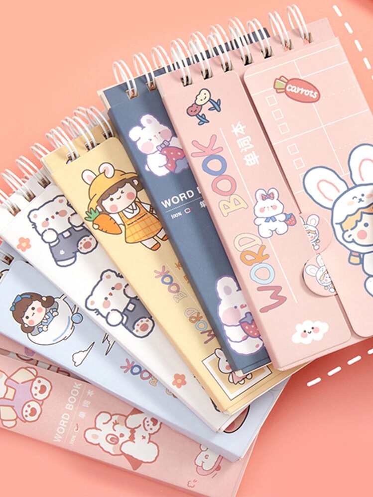 1 pieza Cuaderno al azar con estampado de dibujos animados - Multicolor - Añade 1