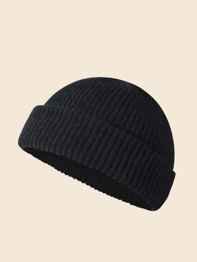 Men Solid Knitted Hat Casual