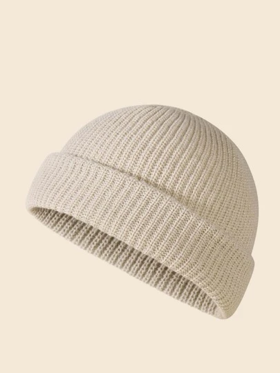 Bonnet Tricoté unicolore Pour Homme, Pour Lhiver, À Porter Au Quotidien, Cadeau Pour Ami, Décontracté