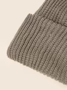 男士冬季純色針織無簷小便帽日常配戴禮物送給朋友休閒 - 卡其色 - 查看 3