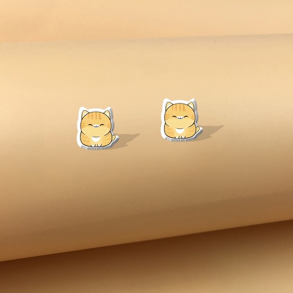 

Cat Decor Stud Earrings, Yellow