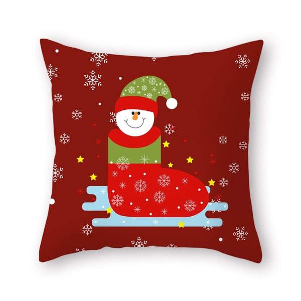 

Christmas Snowman Print Cushion Cover Without Filler, Multicolor