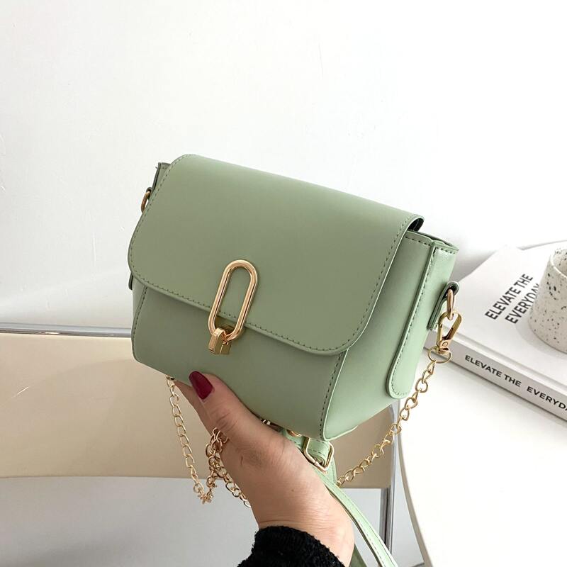 

Chain Strap Flap Crossbody Bag, Green