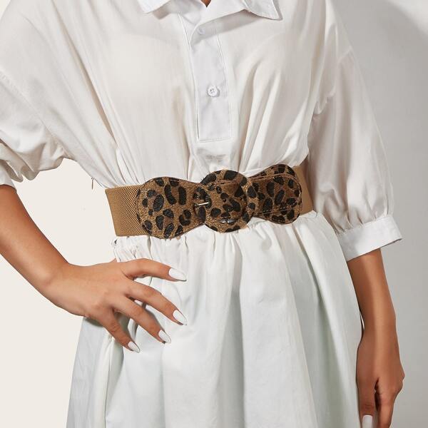 

Round Buckle Corset Belt, Brown