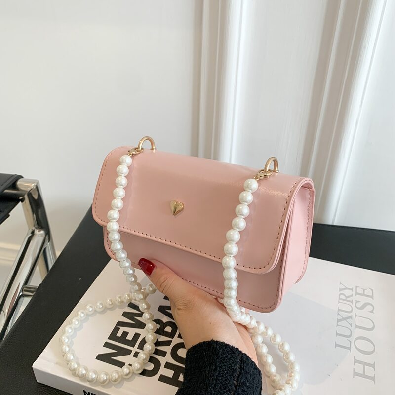 

Faux Pearl Beaded Crossbody Bag, Pink