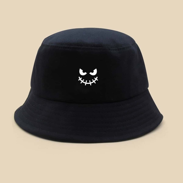 

Cartoon Graphic Bucket Hat, Black
