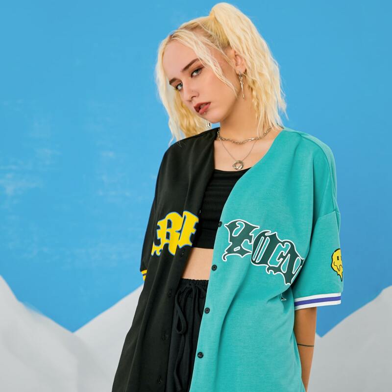 

Letter Colorblock Baseball Coat, Multicolor