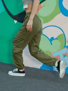 ROMWE Street Life 運動口袋純色長褲