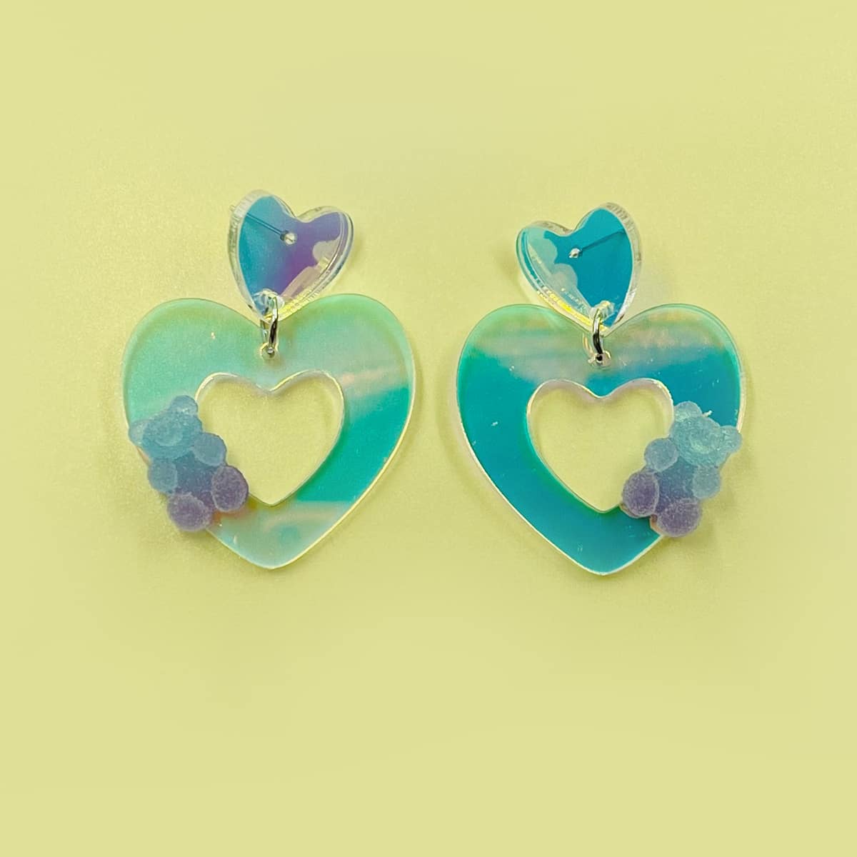 

Bear Design Earrings, Baby blue
