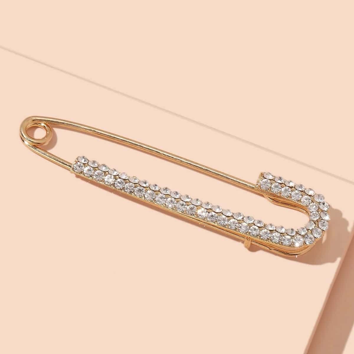 

Rhinestone Decor Brooch, Gold