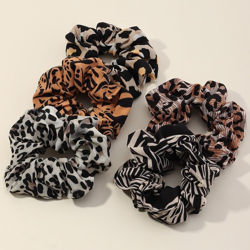 

5pcs Leopard Print Scrunchie, Multicolor