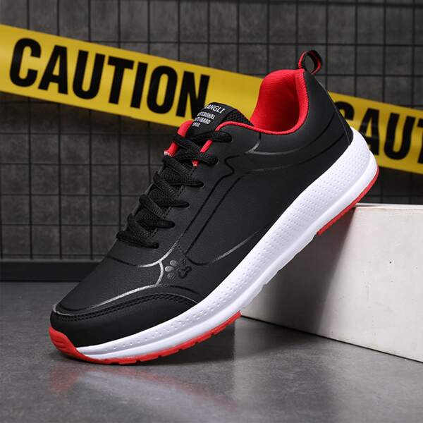 

Men Minimalist Lace-up Front Skate Shoes, Black and white