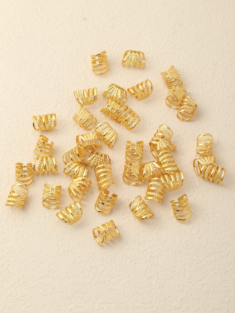 40入組金屬電話線髮圈 - 金色 - 查看 2