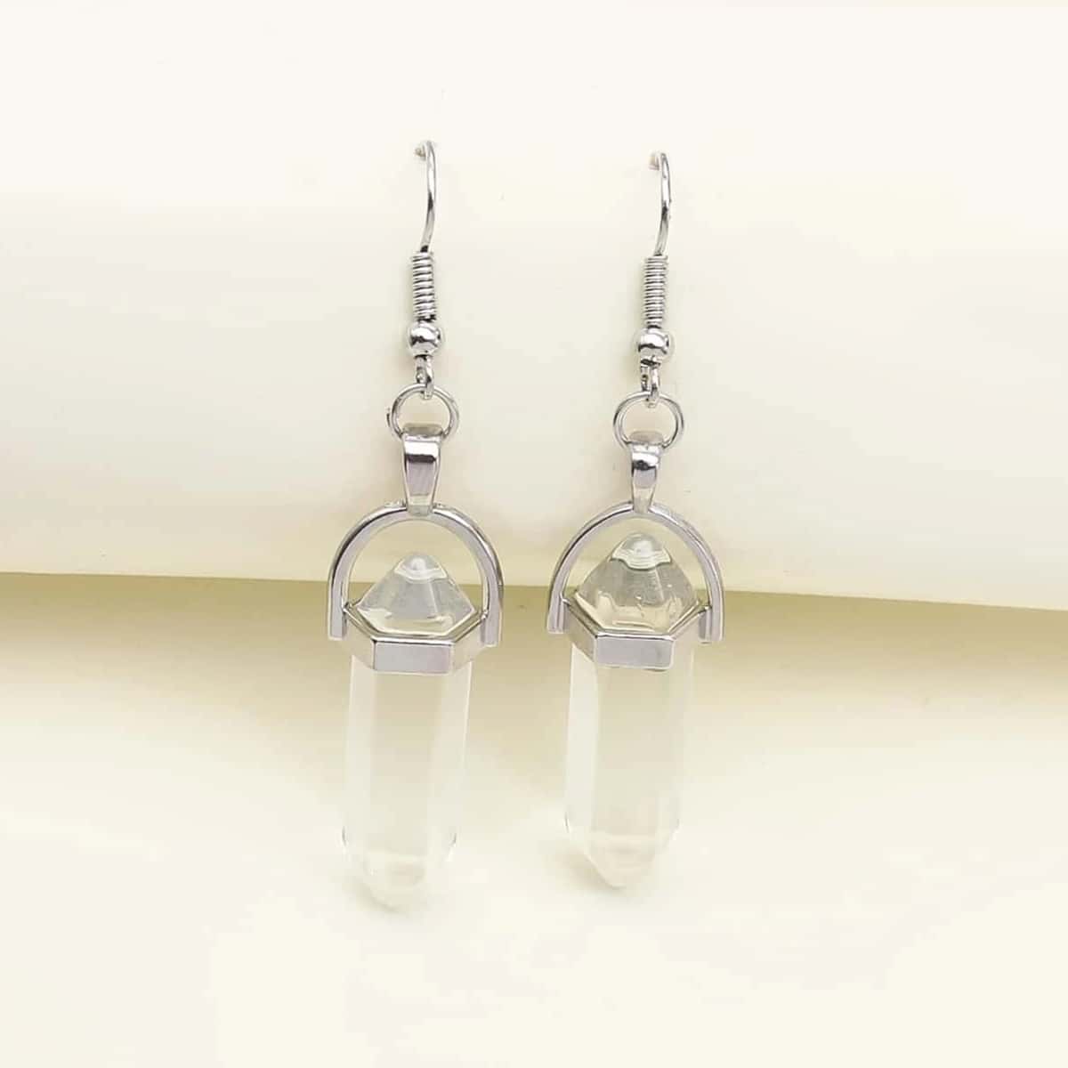 

Geo Stone Drop Earrings, Clear