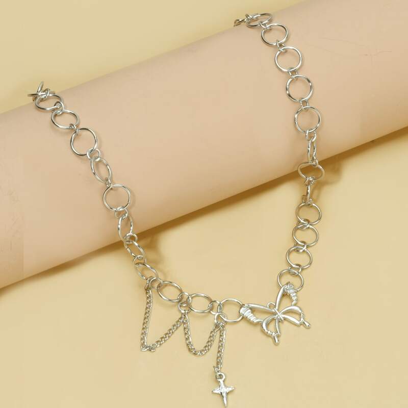

Butterfly Decor Necklace, Silver