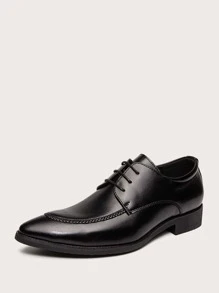 Hombres Zapatos oxford con cordón delantero de punta - Negro - Ver 2