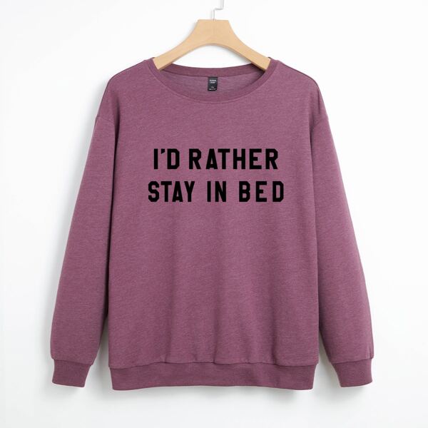 

Plus Slogan Graphic Drop Shoulder Sweatshirt, Purple