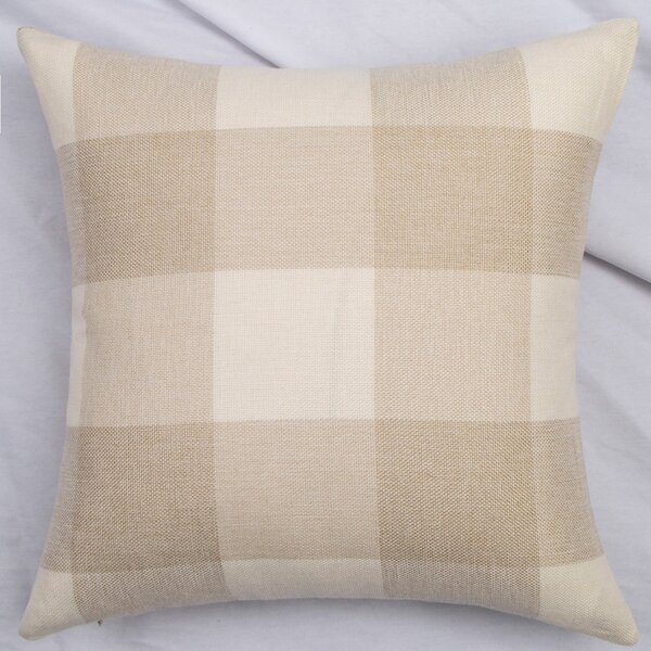

Gingham Pattern Cushion Cover Without Filler, Beige