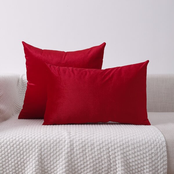 

1pc Plain Cushion Cover Without Filler, Red