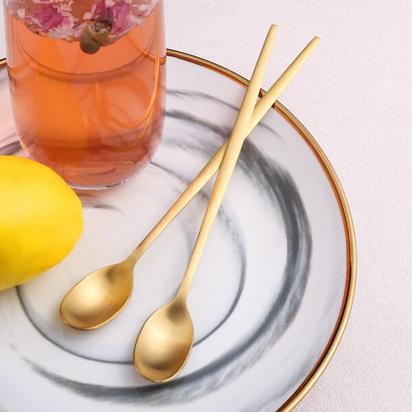 

2pcs Stainless Steel Spoon, Gold