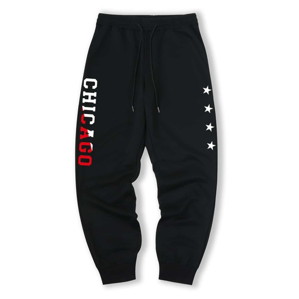 

Guys Letter Graphic Drawstring Sweatpants, Black