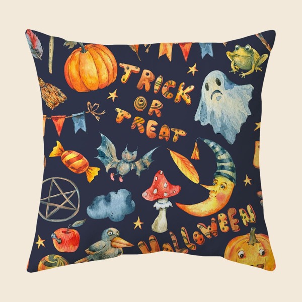 

Halloween Pattern Cushion Cover Without Filler, Multicolor