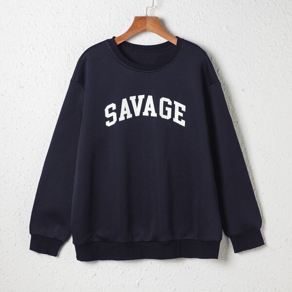 

Plus Letter Graphic Sweatshirt, Navy blue