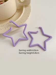 Star Shaped Earrings - Purple - View 3