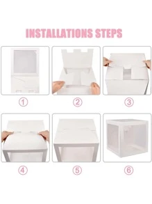 3 piezas de cajas de globos de 25x25cm, 1 pieza de caja decorativa de globo, decoración de fiesta - Blanco - Ver 4