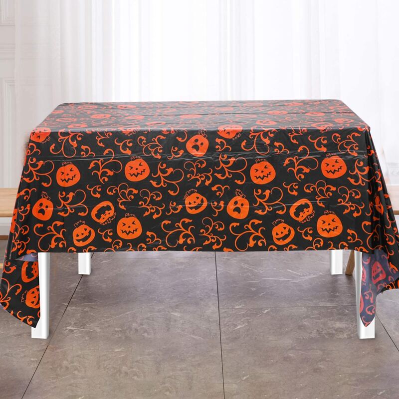 

1pc Halloween Pumpkin Disposable Tablecloth, Multicolor