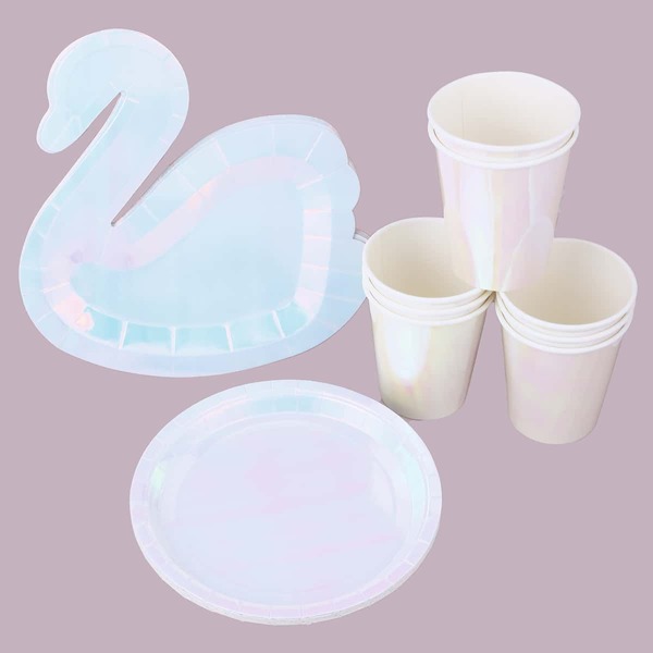 

24pcs Swan Disposable Tableware Set, Multicolor