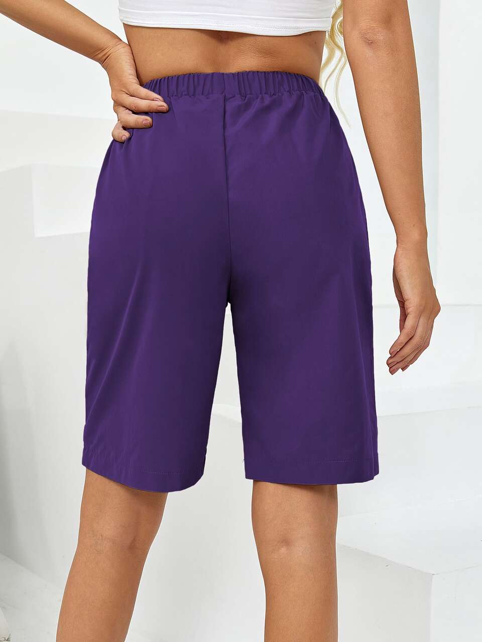 Elastic Waist Contrast Piping Shorts