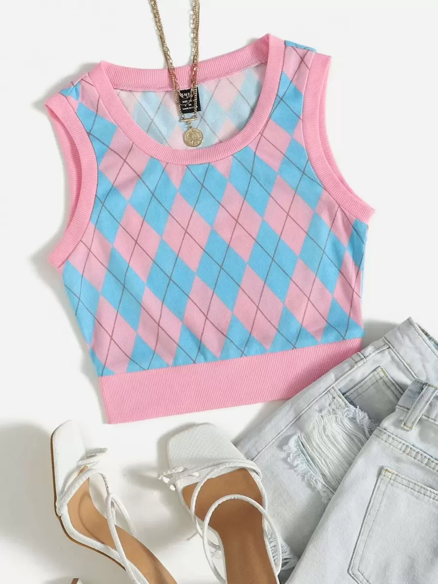 SHEIN Qutie Áo hai dây Hình học Sẵn sàng - Nhiều màu - Xem 1