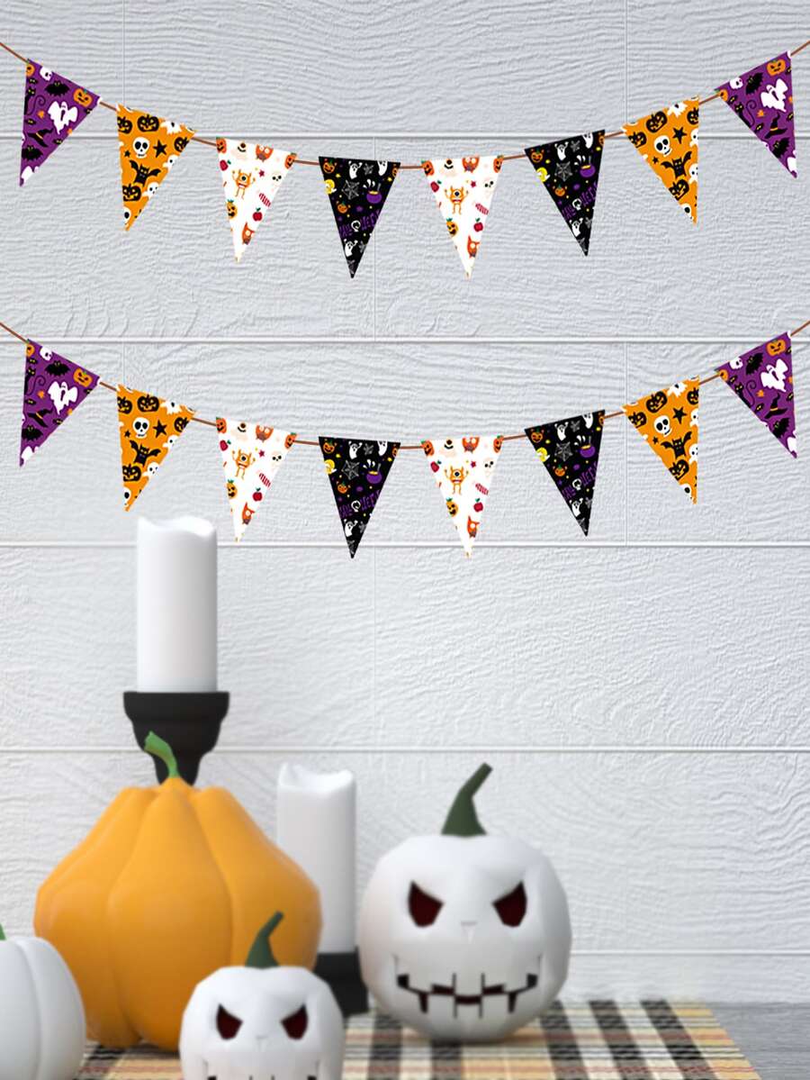 2pcs Halloween Decorative Pull Flag - Multicolor - View 1