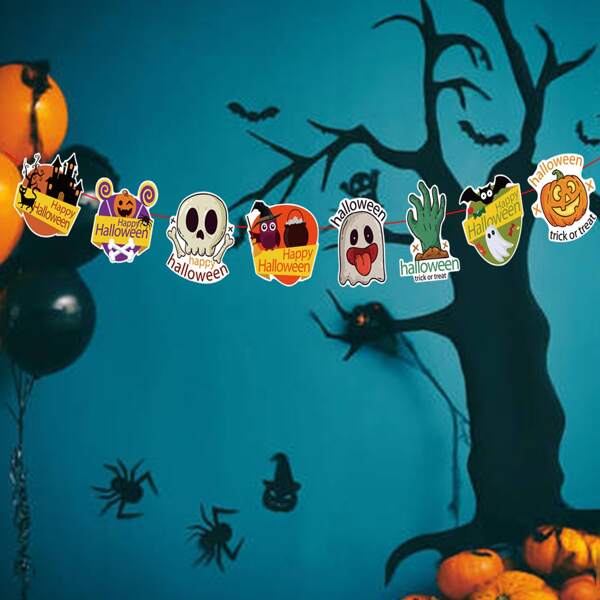 

1pc Halloween Decorative Pull Flag, Multicolor