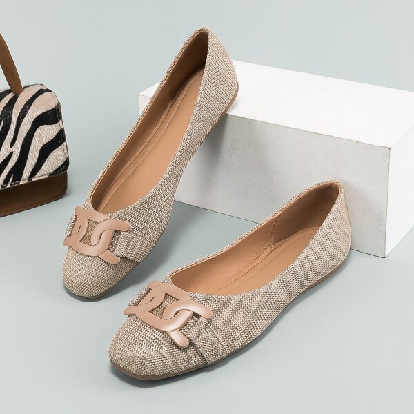 

Chain Decor Loafers, Apricot