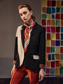 Shalaleh Colour Block Lapel Neck Blazer - Multicolor - View 1