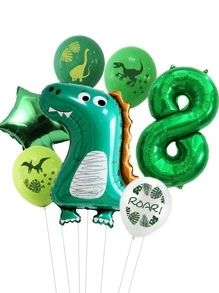 7件裝恐龍主題生日裝飾氣球 - 綠色 - 查看 2