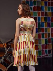 Noreen 條紋圖案後拉鏈連衣裙 - 彩色 - 查看 2