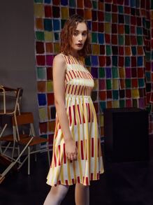 Noreen 條紋圖案後拉鏈連衣裙 - 彩色 - 查看 4