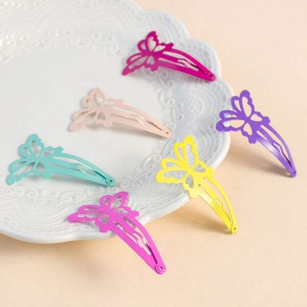 

6pcs Toddler Girls Butterfly Decor Hair Clip, Multicolor
