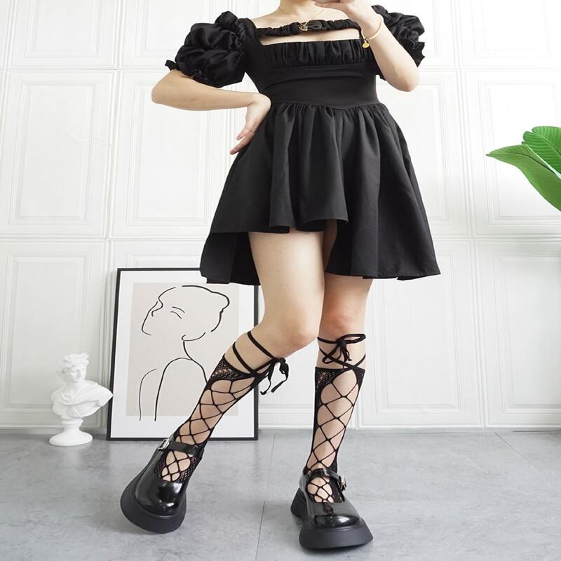 

Hollow Out Over The Calf Socks, Black
